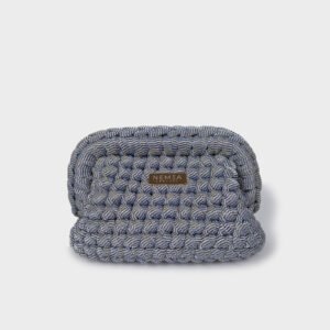 NEMEA CROCHET denim gleam clutch bag